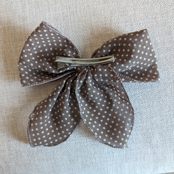 Modcloth | Brown and White Polka Dot Bow Hair Accessory - Picture 2 of 2